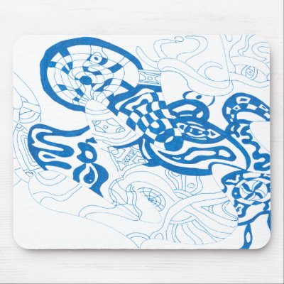 Blue Sketch, abstract Mouse Mats by RLMdesignes