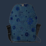'Blue Sketchy Flowers' Messenger Bag messenger bags