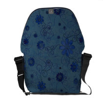 'Blue Sketchy Flowers' Messenger Bag