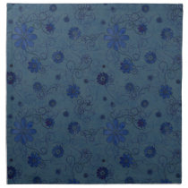 'Blue Sketchy Flowers' Napkin