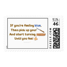 Blue Skew Woodturning Poem Postage