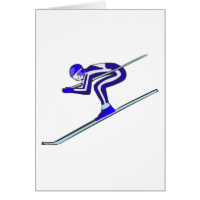 Blue Ski Fast Greeting Card