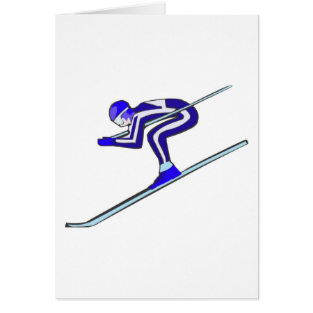 Blue Ski Fast Greeting Card
