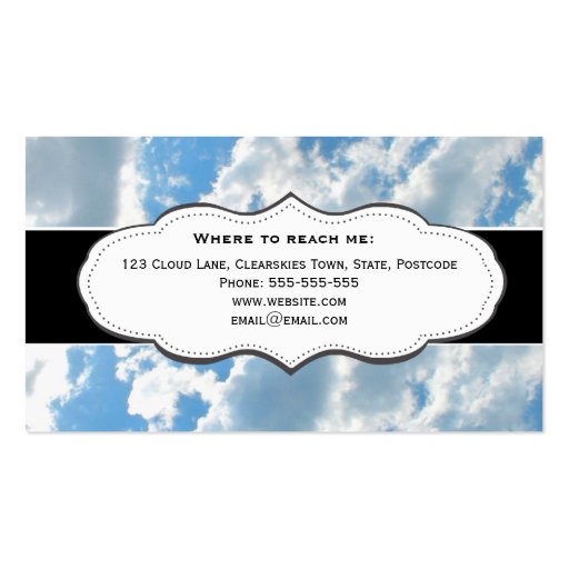 Blue skies and clouds Business Cards (back side)