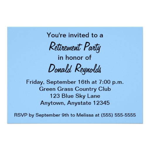 Blue Skies Green Grass Retirement Party Invitation
