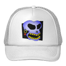 Blue skull-1 mesh hats