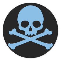 Blue Skull and Crossbones stickers by maliceblue Blue Skull and Crossbones stickers