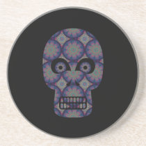 Blue Skull Fractal Pattern Coasters