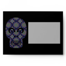 Blue Skull Fractal Pattern Envelope