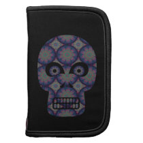 Blue Skull Fractal Pattern Folio Planner
