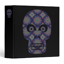 Blue Skull Fractal Pattern Vinyl Binder
