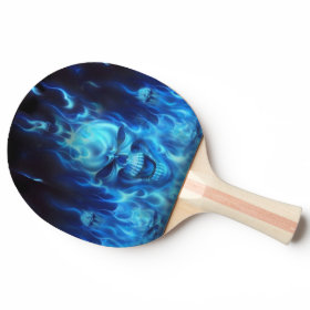 blue skull head in  blue flames Ping-Pong paddle