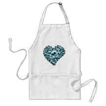 Blue Skull Heart Apron