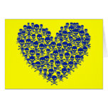 Blue Skull Heart Card