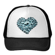 Blue Skull Heart Hat