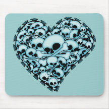 Blue Skull Heart Mousepad