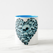 Blue Skull Heart Mug