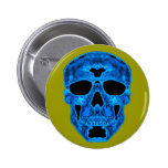 Blue Skull Horror Mask Button