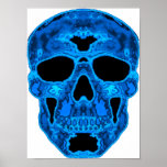 Blue Skull Horror Mask Print