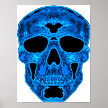 Blue Skull Horror Mask Print