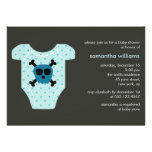 Blue Skull Outfit Boy Baby Shower Custom Invitation