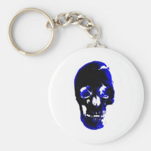 Blue Skull Pop Art Fantasy Key Chain