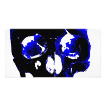 Blue Skull Pop Art Fantasy Photo Greeting Card