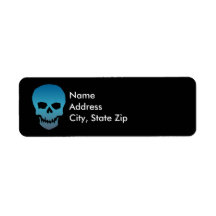 Blue Skull Return Address Label