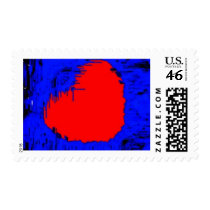 Blue Skull Strawberry Heart Postage Stamp