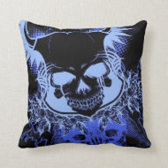 Blue Skull Throw Pillow