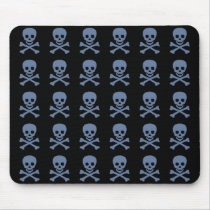 Blue Skulls on Black mousepads