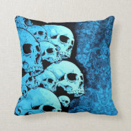 Blue Skulls Throw Pillow