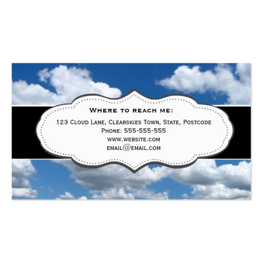 Blue sky and clouds Business Cards (back side)