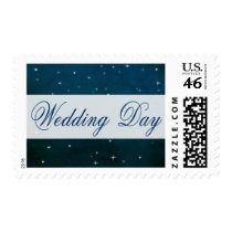 Blue sky background with stars postage stamp