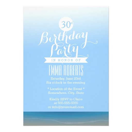 Blue Sky Beach Theme Birthday Party Cards