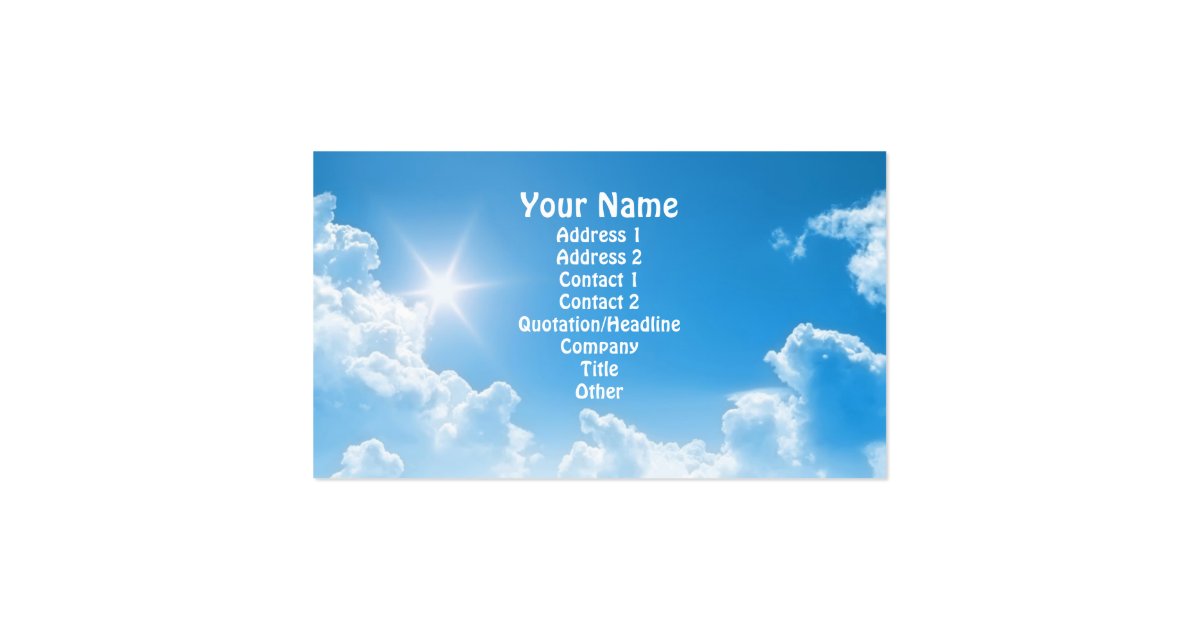 Blue Sky Business Card Zazzle
