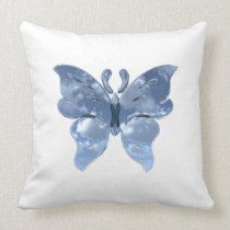 Blue Sky Butterfly Throw Pillow