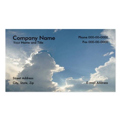 Blue Sky Clouds Business Card (front side)