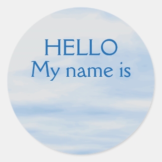 Blue Sky Clouds Nametag Stickers Hello My Name Is