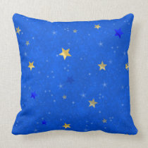Blue Sky Golden Stars Throw Pillows