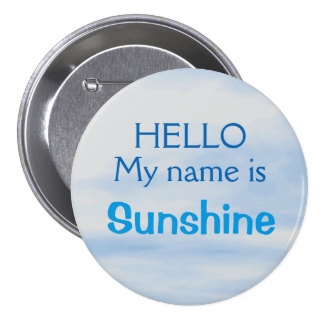 Blue Sky Hello My Name Is Button Personalized Pin
