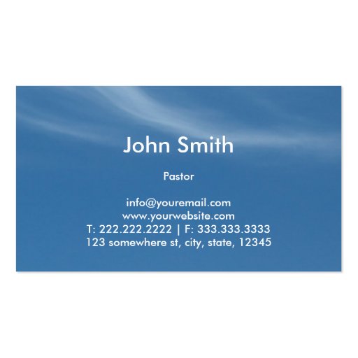 Blue Sky Holy Cross Light Church Business Card (back side)