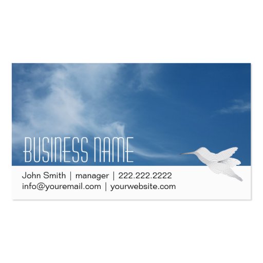 Blue Sky & Hummingbird Business Card (front side)
