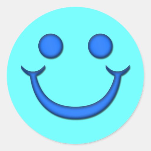 Blue Smiley Face Classic Round Sticker Zazzle