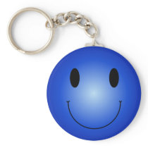 Blue Smiley Keychain
