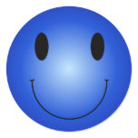 Blue Smiley Round Sticker