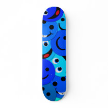 BLUE SMILEYS COLLAGE SKATEBOARD