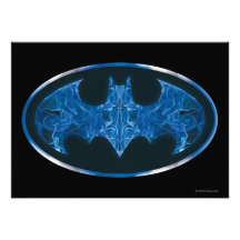 Blue Smoke Bat Symbol Custom Invites
