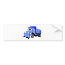 Blue Snow Plow Cartoon Bumper Stickers