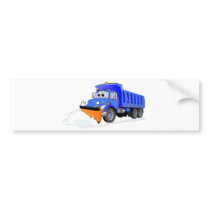 Blue Snow Plow Cartoon Dump Truck Bumper Stickers